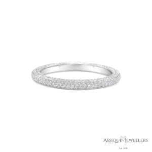 White gold rounded diamond wedding band