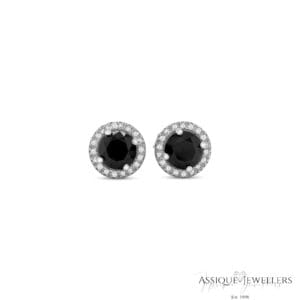 White gold black and white diamond earrings